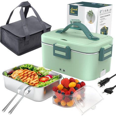 75W 3-in-1 220V 24V 12V 1.8L Stainless Steel Portable Insulated Electric Lunch Box for Car Truck Office Work (Light Green) (1/5)