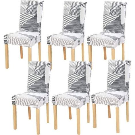 Coprisedie elasticizzati, set da 6 pezzi. Rimovibili e lavabili. Coprisedie resistenti e moderni, facili da pulire, adatti per cucina, soggiorno e ristorante. (1/5)