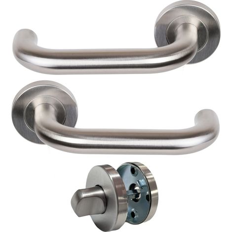 Coppia di Maniglie KLOSE Besser con Rosette, modello “Elsa” a U, in acciaio inox 304  +1 Coppia di coccarde di condanna