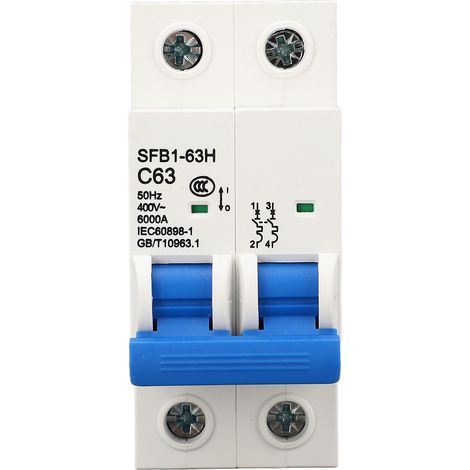 Disjoncteur miniature bipolaire en boîtier PC ignifugé pour disjoncteur CA 400 V destiné aux bâtiments commerciaux (1/5)