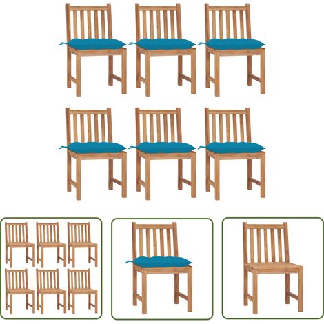 The Living Store Gartenstühle 6 Stk. mit Kissen Massivholz Teak - Gartensessel - Gartenmöbel - Teakholzmöbel - Outdoormöbel - Balkonmöbel (1/5)
