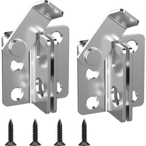 Lot de 2 Verrous de Porte en Acier Inoxydable, Loquet de Sécurité en Forme de L avec Vis de Montage pour Armoire, Tiroir et Boîte à Outils (1/5)