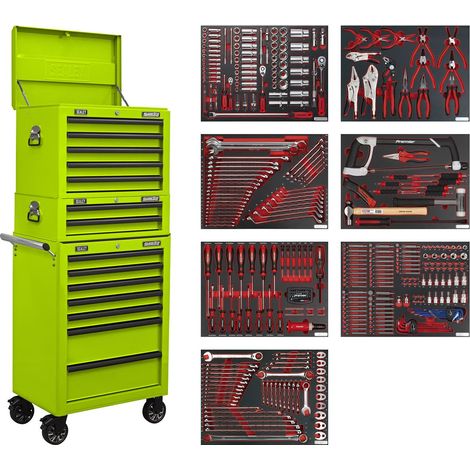 Sealey TBTPCOMBO7 Superline PRO Tool Chest Combination 14 Drawer with 446pc Tool Kit - Green