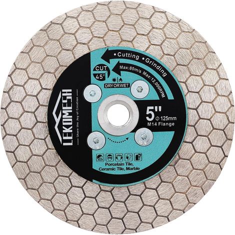 Diamond Tile Disc 125 mm - Extra Fine Diamond Saw Blade for Cutting Ceramic, Tiles, Marble, Granite, Artificial Stone, M14 Thread (1/5)