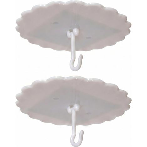 Lot de 2 crochets de plafond blancs en forme d'éventail – Installation facile (sans clous) idéal pour suspendre les moustiquaires au plafond au-dessus du lit. Pratiques à installer. (Lot de 2, 18 cm) (1/5)