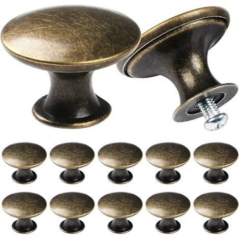Offre exceptionnelle à petit prix  Boutons de meubles ChVintage, quincaillerie de cuisine antique, boutons ronds en bronze (lot de 12) Bronze-Glad (1/4)