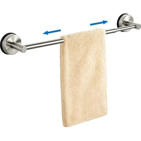INCREWAY Porte-serviettes mural extensible à ventouse argentée, sans p (1/5)
