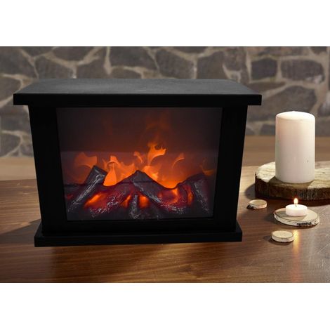 Cheminée LED,Cheminée décorative,Électrique,Fonctionne sur piles,Sans chauffage,Effet flamme/flamme réaliste,27 x 14x 21 cm (1/2)
