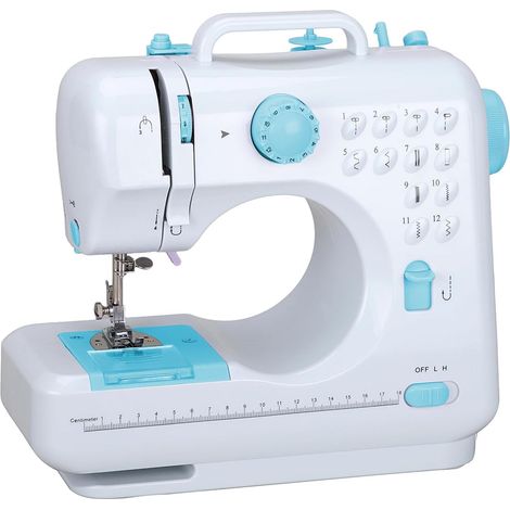 Machine à Coudre Électrique Avec 12 Programmes et Pédale, Facile à Utiliser et Pratique, Mini Portable Électrique Machine a Coudre a Main pour Vêtements Tissus Voyage à Domicile(Blu) (1/5)