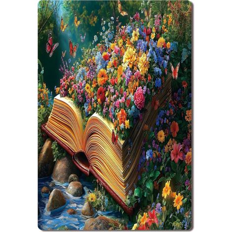 Plaque en Métal Vintage Art Murale pour Jardin de Geraniums, Couleur Vibrante et Durabilité 40x30 cm. (1/5)