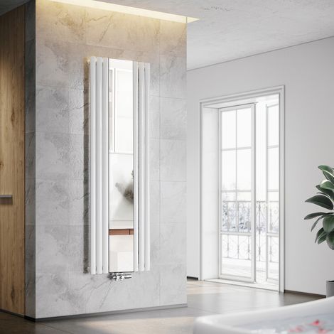 Design Heizkörper Vertikal 1800 Paneelheizkörper mittelanschluss Röhrenheizkörper mit Spiegel Weiß 1800x500mm,Einlagig,747 Watt,17-23m²