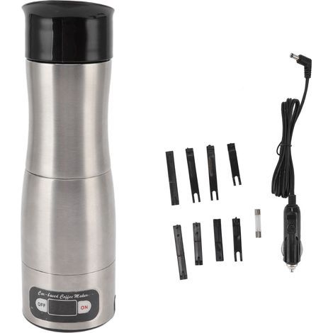 Portable electric coffee maker for car travel with 12V/24V cigarette lighter adapter (1/5)