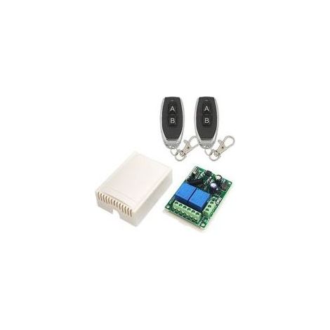 220V AC 2 Canaux Sans fil Commutateur de Télécommande, Récepteur RF Module de Relais 433 mhz avec émetteur Marche/Arrêt pour Porte deGarage, Lumière, Usage Domestique (1/5)