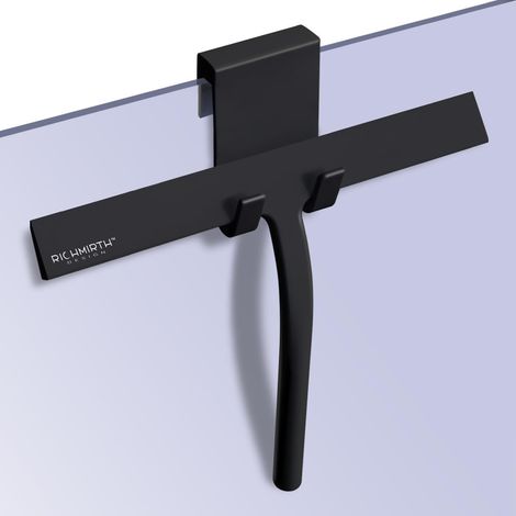 Duschabzieher Set 28cm Silikon Fensterabzieher Edelstahl Schwarz (1/5)