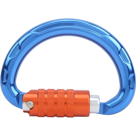 Mousqueton aluminium verrouillage automatique demi-cercle extérieur escalade alpinisme crochet bleu (1/5)