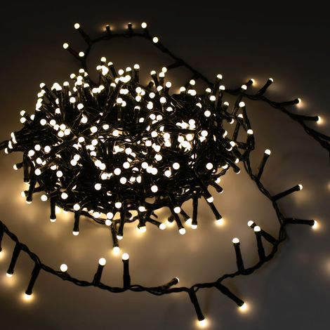 Außen Büschel Lichterkette mit Timer 500 LED auf 11 m - soft weiß - Cluster Weihnachtslichterkette multicolor