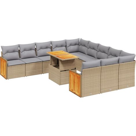 Maison Exclusive - Set de sofás de jardín 11pzas con cojines ratá (1/5)