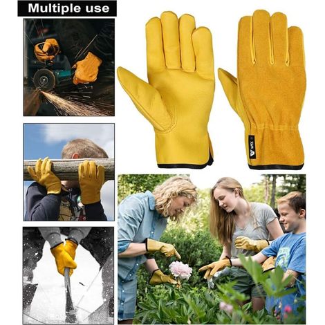 Gants de travail en cuir - Gants de jardinage résistants aux épines - Pour homme et femme - Construction respirante et flexible - Taille XL (1/3)
