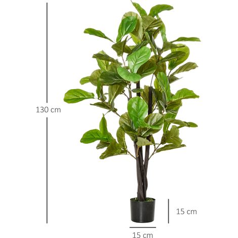 Figuier artificiel pour usage intérieur et extérieur, design réaliste, 78 feuilles, 130 cm de haut. (1/5)