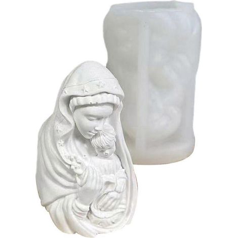 Moules à bougies en forme de statue de mère et bébé pour décorations en plâtre à faire soi-même (1/4)