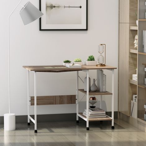 Table pliante de bureau portable avec roulettes MDF naturel 107 x 55 76 cm (1/5)