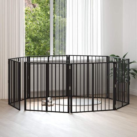 Puerta para perros 8 pcs Negro 80 x 80 cm Acero Galvanizado