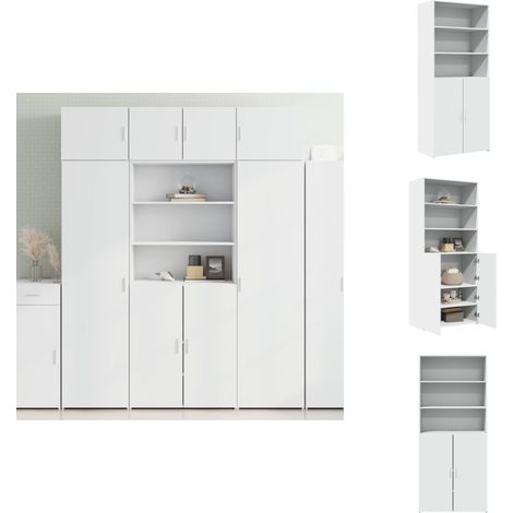 Buffet haut blanc 80x42,5x185 cm bois d'ingénierie - Buffet Design - Buffet Moderne - Buffet Blanc - Meuble Rangement - Commode (1/5)