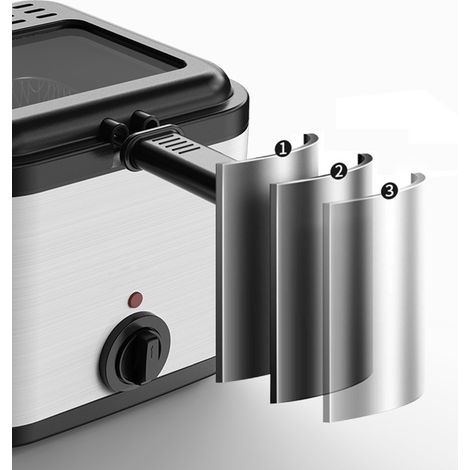 Multifunktionale elektrische Fritteuse aus Edelstahl, 1000 W Wechselstrom, mit Frittierkorb, EU-Stecker 220 V/230 V (1/5)