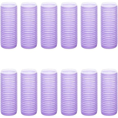 Lot de 12 Bigoudis Auto-Agrippants Violet Clair 1.5 cm - Rouleaux Cheveux Courts Moyens Longs Coiffage Facile (1/5)