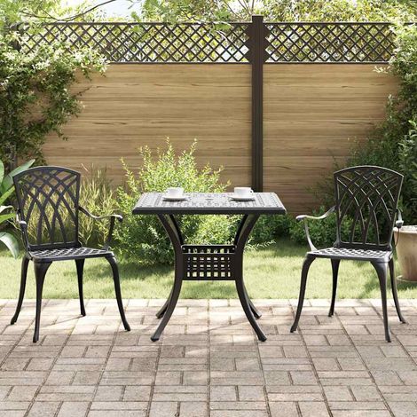 Conjunto de mesa de jardín 3 pcs Negro Aluminio fundido (1/5)