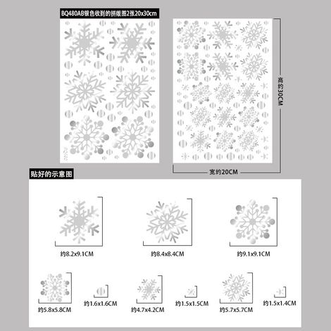 Autocollants statiques flocons de neige de Noël, autocollants décoratifs de Noël pour vitres, décorations de fenêtre pour le Nouvel An, autocollants flocons de neige dorés et argentés pour fenêtres.