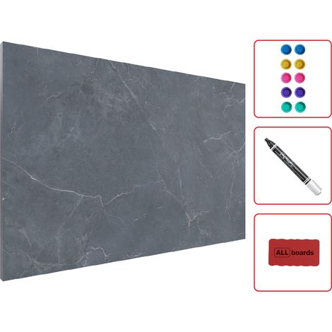 Tableau Magnétique en Métal Motif Marbre Gris 60x40cm, MetalBoards pour tout type d'Aimants