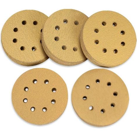 100 disques abrasifs de 125 mm, grains 60, 80, 120, 150 et 220, 8 trous, assortis pour ponceuses orbitales aléatoires (1/5)