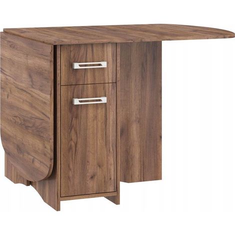 Table à manger ovale pliante avec 2 tiroirs couleur tabac foncé 160x80cm modèle:HOMNI 2 Table pliable (1/4)