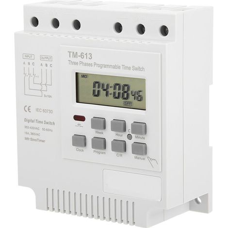 TM-163 Interruptor temporizador de potencia digital programable semanal trifásico de 380 V - Crezuo (1/4)
