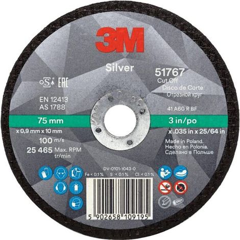 Disco de corte plateado 75x0,9x10mm T41 PN51767 3M 3M 7100139209