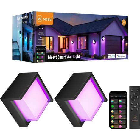 Applique Murale Exterieur, IP65 Carré RGBCW Lampe Murale (2 Pièce) (1/5)