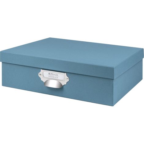 Boîte de rangement en carton avec poignée denim (1/5)