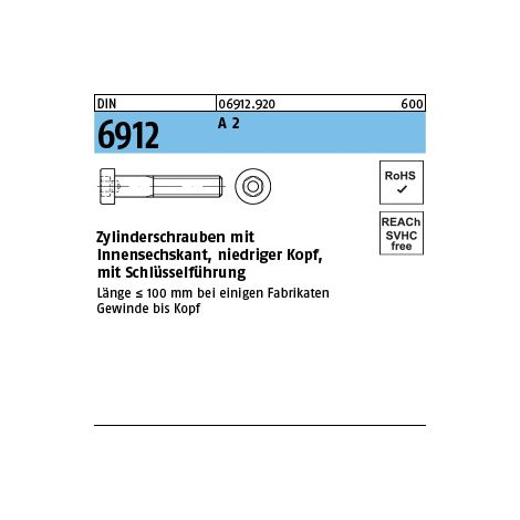 Zylinderschraube DIN 6912 m.Innensechskant M 8 x 16A 2 100 Stück (1/3)
