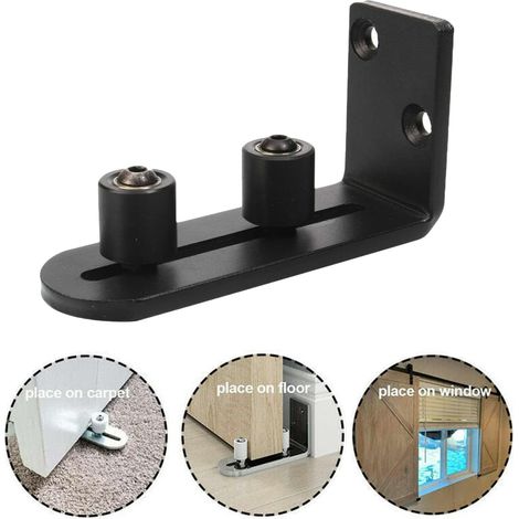 Butée de porte coulissante noire monobloc, rail de poussée au sol, porte coulissante affleurante (1/5)
