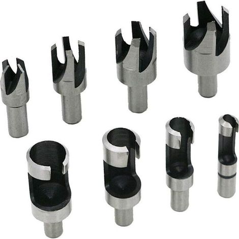 Lot de 8 outils de coupe de bois pour coupe-liège mèches de coupe-liège 6 mm/10 mm/13 mm/16 mm avec mèches coniques et griffes