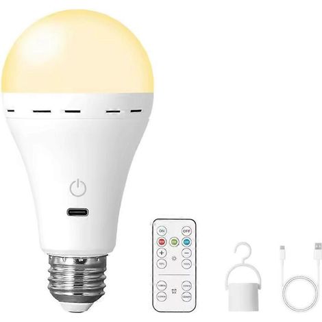 Ampoules LED rechargeables avec télécommande E26, ampoule intelligente à 3 couleurs changeantes avec crochet, 3 couleurs-AquaForge (1/5)
