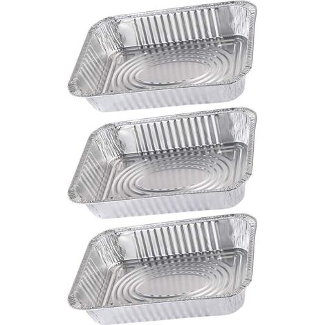 Lot de 3 Plaques Aluminium BBQ avec Couvercle - Bac Cuisson Rôtissage 5000ml, Pratique pour Four et Barbecue (1/4)