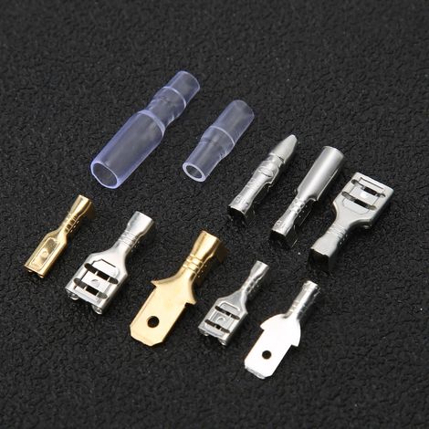 150 Kaltcrimp-Kabelschuhe 2,8/4,8/6,3/4 mm, Gold und Silber, zweifarbige Schachtel. (1/5)