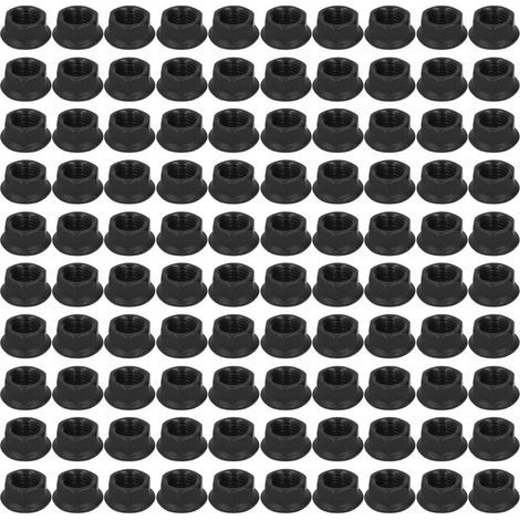 100 pièces M10 X 1.25 écrou hexagonal en acier au carbone pour générateur d'essence 168F 170 188 noir (1/5)