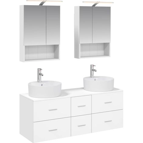 Bathroom Furniture Set 5 pcs White Engineered Wood and Glass vidaXL (1/5)