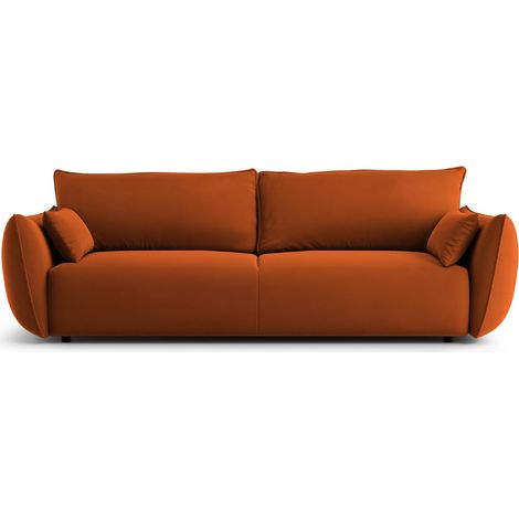 Canapé convertible + box 3 places en velours terracotta (1/5)