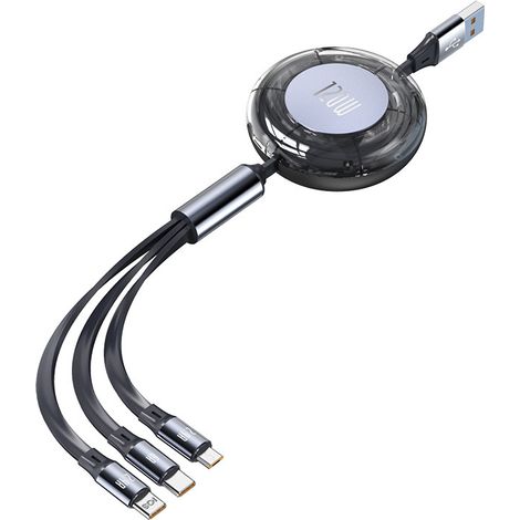 Rallonge de câble de données transparente 120 W pour téléphone portable, support caché, pour un à trois câbles de charge. (1/5)