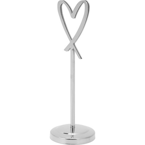 Porte-photos de bureau, porte-menus en forme de cœur, porte-numéros, marque-place, panneau de mariage, argent (1/5)