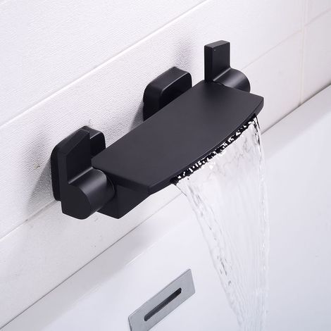 Miscelatore per vasca da bagno a parete in rame nero, con effetto cascata, 1 pezzo (1/5)